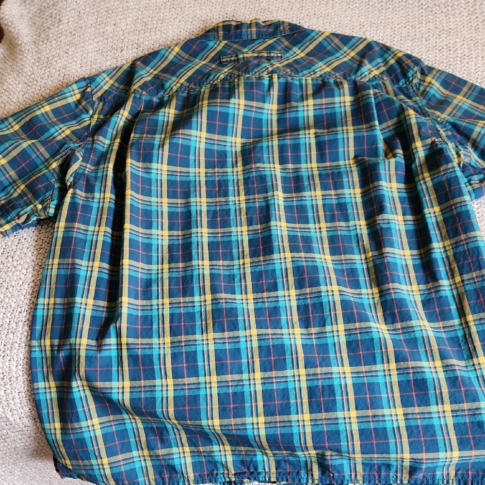 Duluth Trading Co Men's Green and Yellow Plaid Shirt - Picture 3 of 3